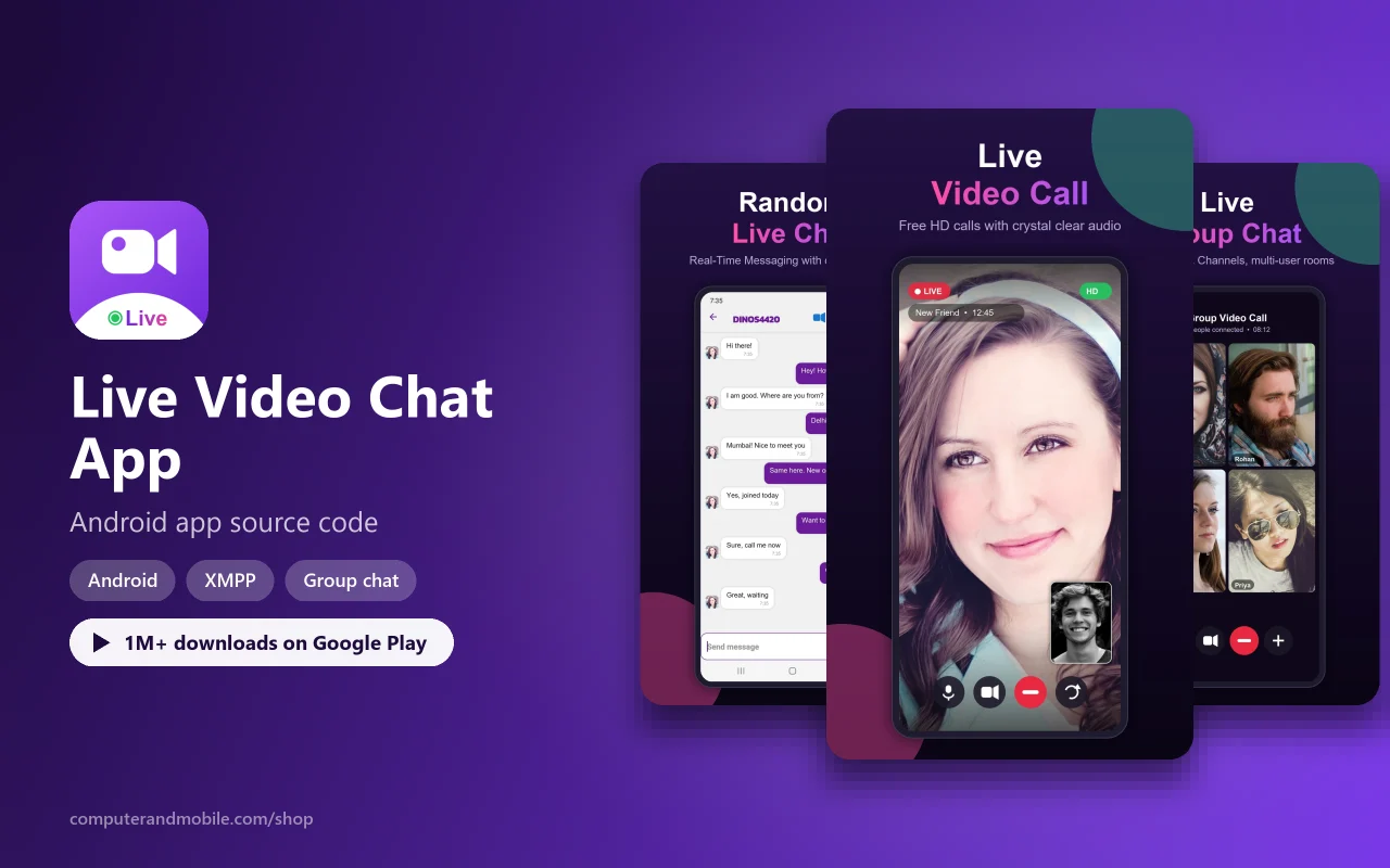Live Video Chat App Source Code with Group Chat source code screenshot