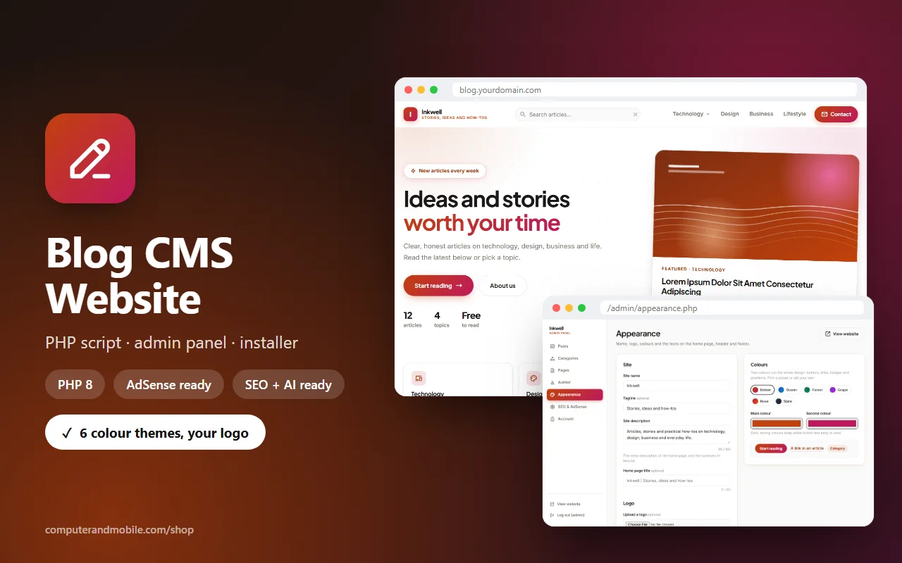 PHP Blog Script with Admin Panel – SEO, AI Search & AdSense Ready source code screenshot
