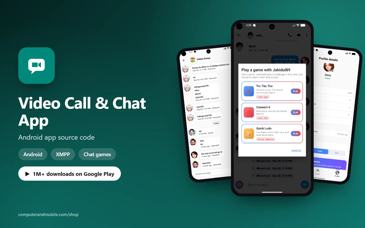 Video Call & Chat App Source Code for Android with Games source code screenshot