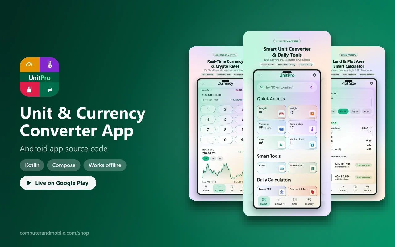 Unit Converter & Currency Converter App Source Code source code screenshot