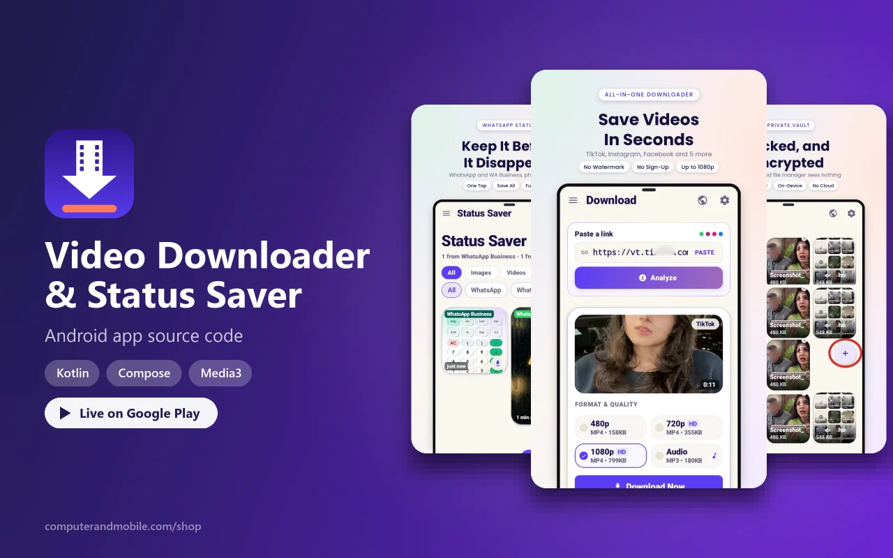 Video Downloader & Status Saver App Source Code source code screenshot