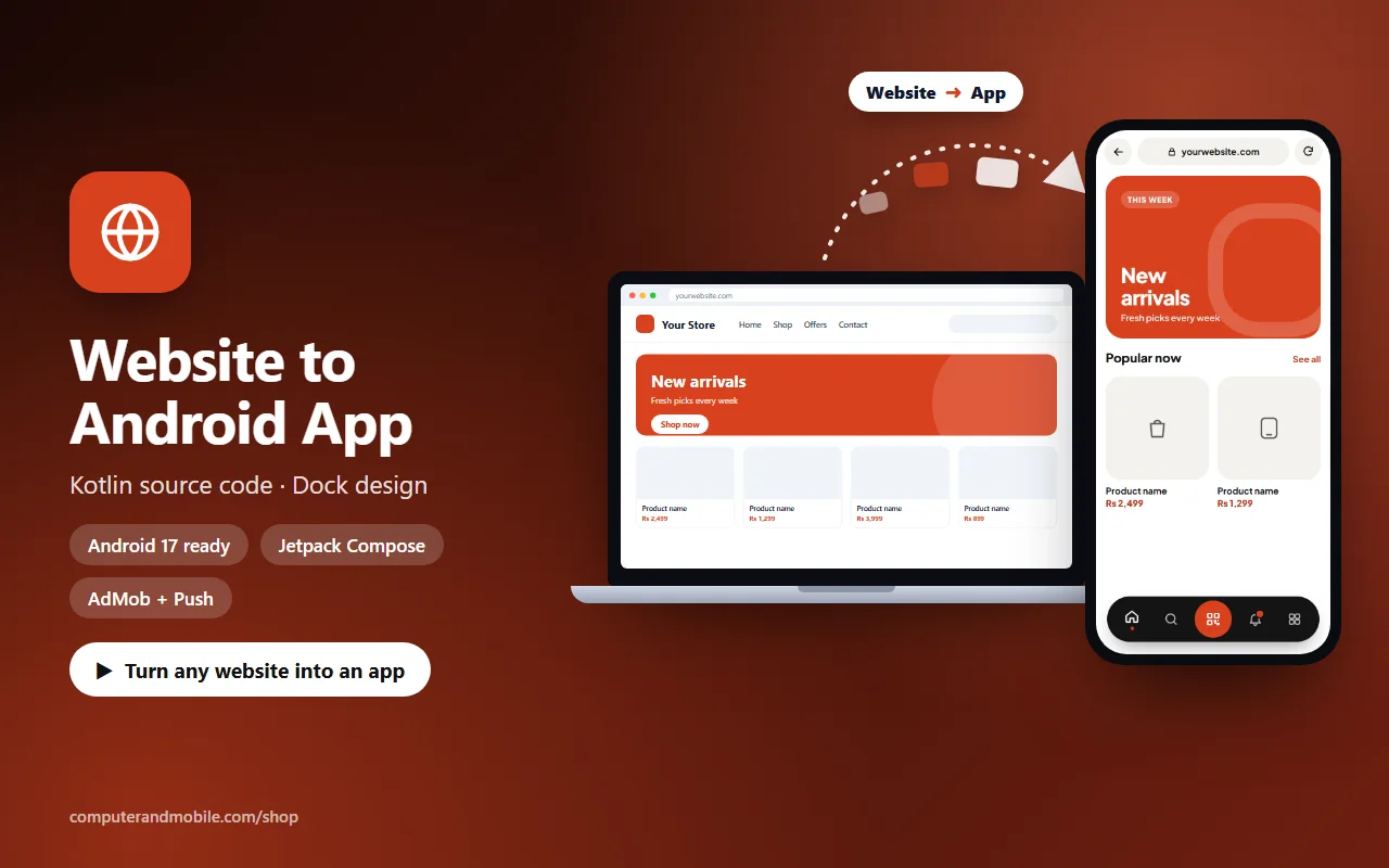 Website to Android App Source Code (Kotlin) – Dock Design source code screenshot
