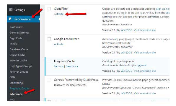 activate-cloudflare with w3 total cache